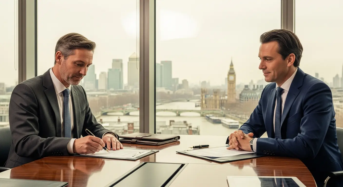 Photorealistic illustration comparing UK, Ireland, and Netherlands as European HQ locations for business expansion.
