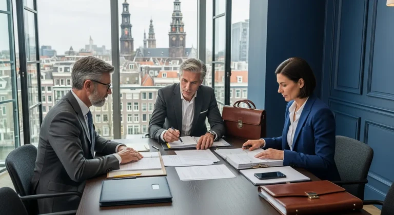 Professional illustration depicting the structuring of Cross-Border M&A & Joint Ventures, showing global deal-making processes.