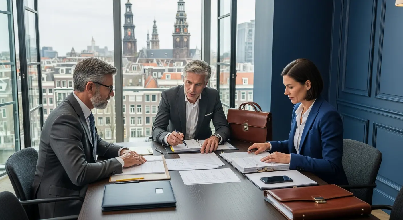 Professional illustration depicting the structuring of Cross-Border M&A & Joint Ventures, showing global deal-making processes.