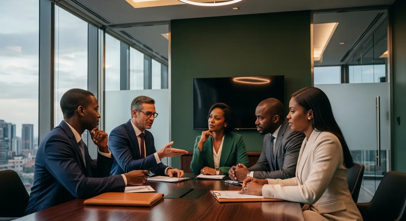 Photorealistic illustration of Post-Series A structuring with a holding company for tax optimization, showing financial strategy.